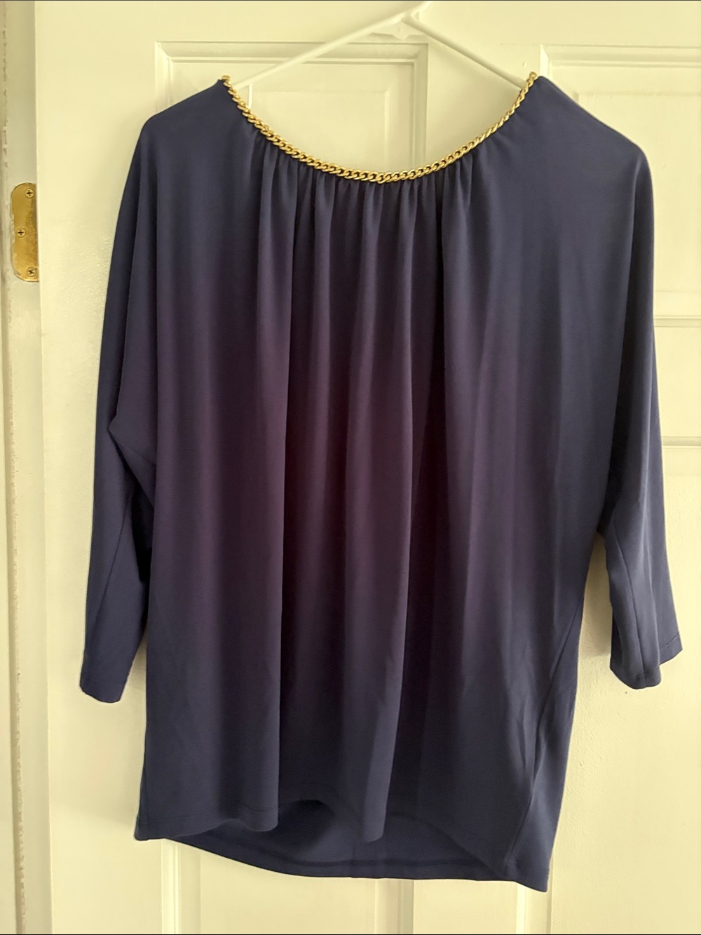 Michael Kors Navy Chain-Trim Dolman Cold Shoulder Sleeve Women's Top